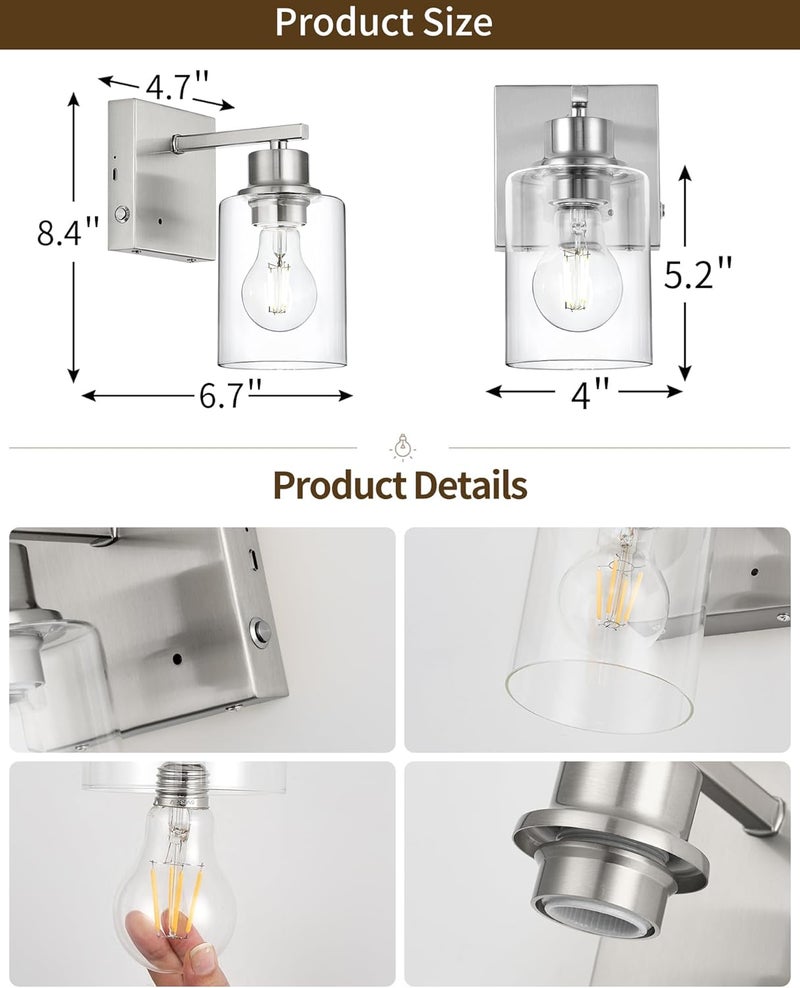 Rayogale Wireless Wall Sconces, Nickel Battery Operated Wall Sconce Set of 2 with Timer Function, Easy Install Dimmable Rechargeable Wall Lamps for Living Room, Bedroom, Hallway, Entryway Decor 3000K - Image 4